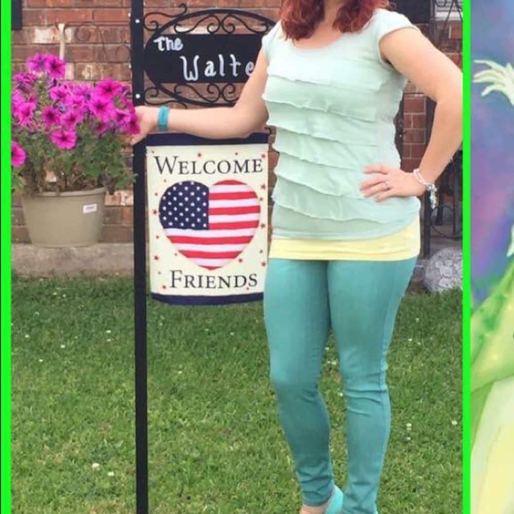 Teal Maurices ruffle top